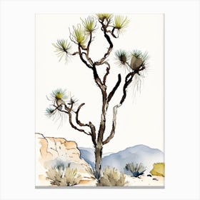Joshua Tree In Mountain Foothill Minimilist Watercolour  (3) Canvas Print