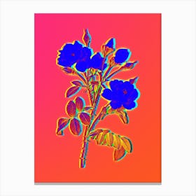 Neon White Rose Botanical in Hot Pink and Electric Blue n.0203 Canvas Print