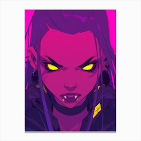 Anime Girl With Neon Eyes Canvas Print