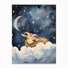 Baby Goat 1 Sleeping In The Clouds Canvas Print