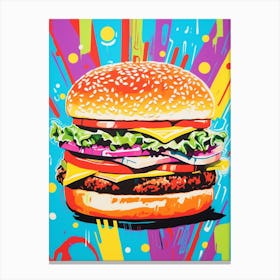Hamburger Pop Art Retro 3 Canvas Print