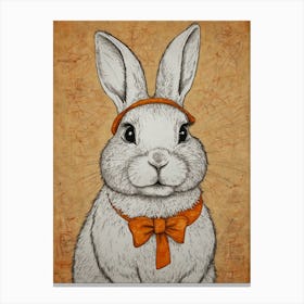 Rabbit With Orange Bow Tie 1 Canvas Print