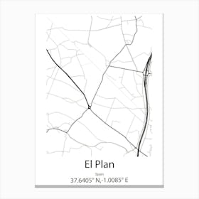 El Plan,Spain Minimalist Map Canvas Print