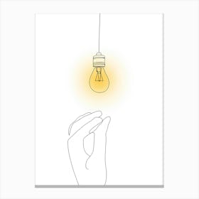 Hand Holding A Light Bulb Stampe su tela