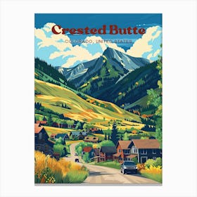 Crested Butte Colorado Summer Digital Travel Art Canvas Print