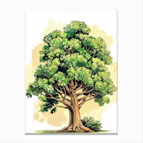 Mahogany Tree Storybook Illustration 1 Canvas Print