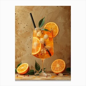 Cocktail With Orange Slices And Ice Canvas Print