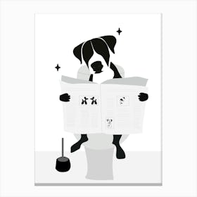 dog reading in the Toilet Canvas Print