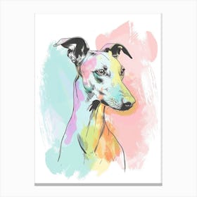 Pastel Greyhound Dog Line Illustration Canvas Print