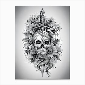 Skull and Dagger Sketch Art Print #1 Canvas Print