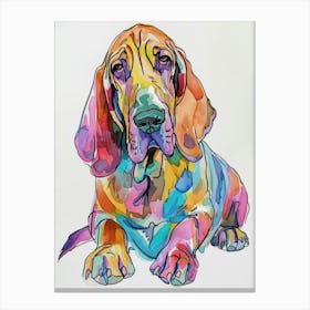 Bloodhound Dog Pastel Line Watercolour Illustration 1 Canvas Print