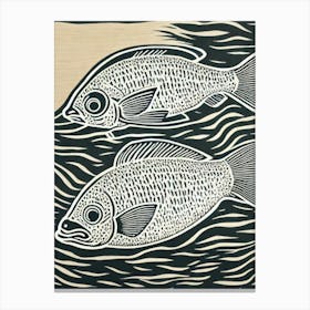 Barreleye Fish Linocut Canvas Print