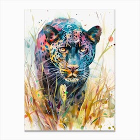 Panther Colourful Watercolour 4 Canvas Print