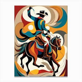 Cowboy On Horseback Canvas Print