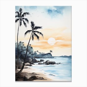 Watercolour Of Playa Manuel Antonio   Manuel Antonio National Park Costa Rica 3 Canvas Print