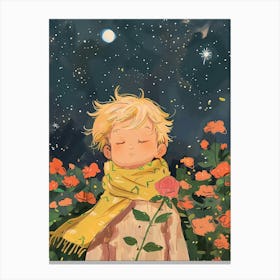 Little Boy In A Field Of Flowers Canvas Print