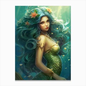 Green Mermaid 1 Canvas Print