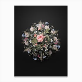 Vintage Pink Rose Turbine Flower Wreath on Wrought Iron Black n.1287 Canvas Print