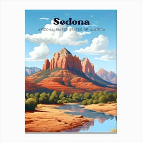 Sedona Arizona USA Mountain Travel Art Illustration Canvas Print