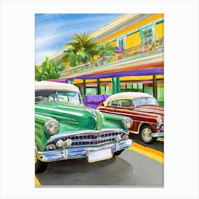 Classic 1950s American Diners And Classic Cars Canvas Print