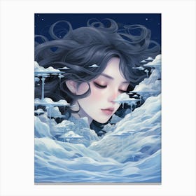 Dreaming Girl and the Ocean 1 Canvas Print