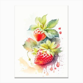 Strawberry Plant,, Fruit, Storybook Watercolours Canvas Print