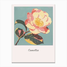 Camellia 2 Square Flower Illustration Poster Canvas Print