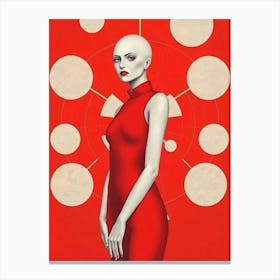 Woman In Red Illustration Canvas Print