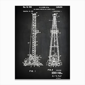 Oil Well Derrick, Oil Field Gift, Oil Derrick Patent, Drilling Rig, Oil Rig Art, Oil Rig Print, Oil Rig Blueprint,Oil Rig Decor, Co9331 Canvas Print