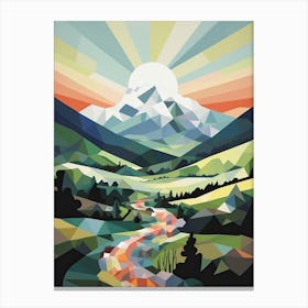 Mountains And Valley   Geometric Vector Illustration 1 Canvas Print