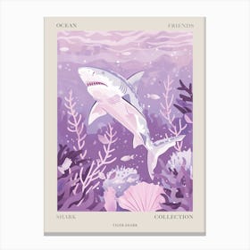 Purple Tiger Shark Illustration 2 Poster Canvas Print
