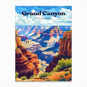 Grand Canyon Arizona Hiking Trail Digital Travel Illustration Canvas Print