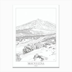 Mount Etna Italy Line Drawing 8 Poster Canvas Print