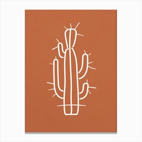 Cactus Line Drawing Crown Of Thorns Cactus 1 Canvas Print