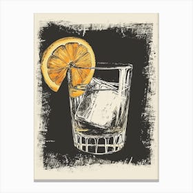 Cocktail With Orange Wedge & Black Gouache Background Canvas Print