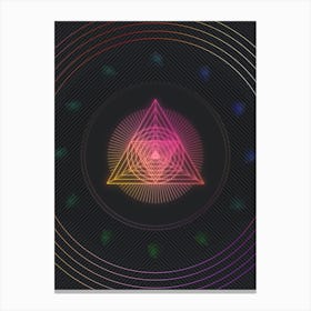 Neon Geometric Glyph in Pink and Yellow Circle Array on Black n.0156 Canvas Print