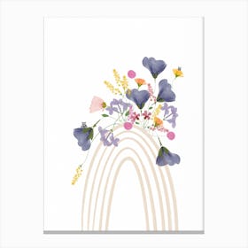 Minimalist Pastel Floral Rainbow – Modern Botanical Art Toile