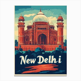 Aihrgdesign A Retro Travel Poster For New Delhi Canvas Print