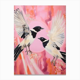 Pink Ethereal Bird Painting Magpie 4 Canvas Print