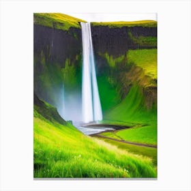 Skógafoss, Iceland Majestic, Beautiful & Classic (1) Canvas Print