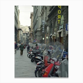 Scooters Parked In The Street Florence Italy Canvas Print