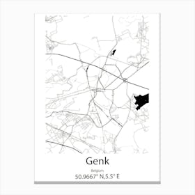 Genk,Belgium Minimalist Map Canvas Print