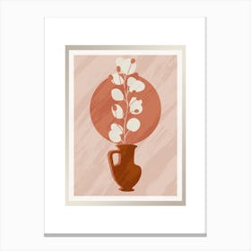 Minimalistic Art with Vase and Leaf Branch 1 Canvas Print