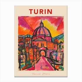 Turin Italia Travel Poster Canvas Print
