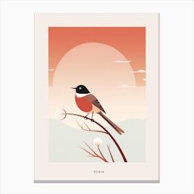 Minimalist Robin 2 Bird Poster Canvas Print