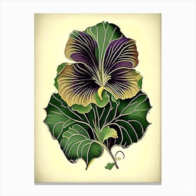 Pansy Leaf Vintage Botanical 3 Canvas Print