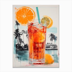 Retro Cocktail Screen Print Inspired 2 Canvas Print