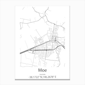 Moe,Australia Minimalist Map Canvas Print