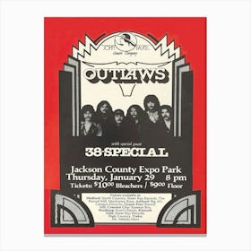 Outlaws 38 Special Jackson County Expo Park Thursday, January 29 Poster Canvas Print