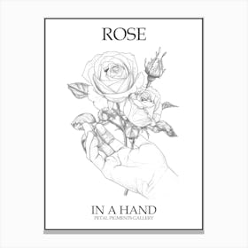 Rose In A Hand Line Drawing 1 Poster Canvas Print